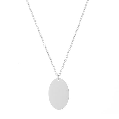 New Stainless Steel Oval Glossy Necklace