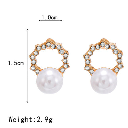Geometric Plating Alloy Artificial Gemstones Earrings