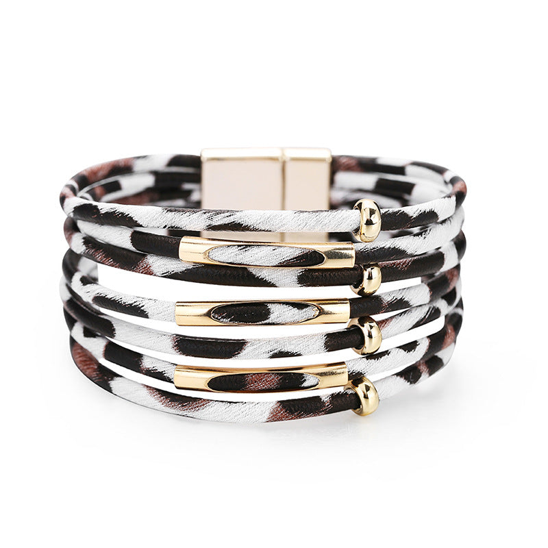 Creative Multi-circle Leopard Print Multi-layer Bracelet