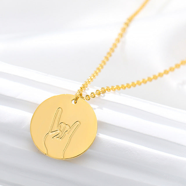 Hip-hop Gesture Disc Necklace