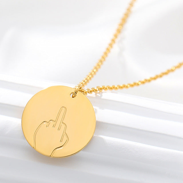 Hip-hop Gesture Disc Necklace