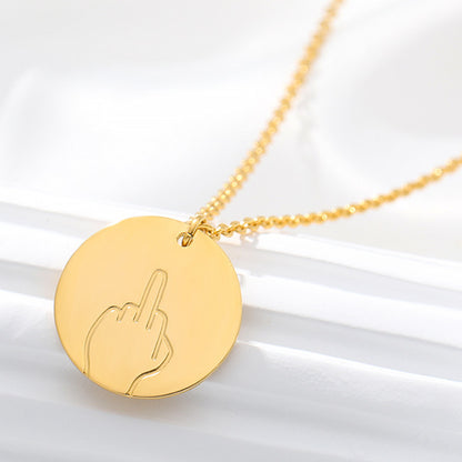 Hip-hop Gesture Disc Necklace