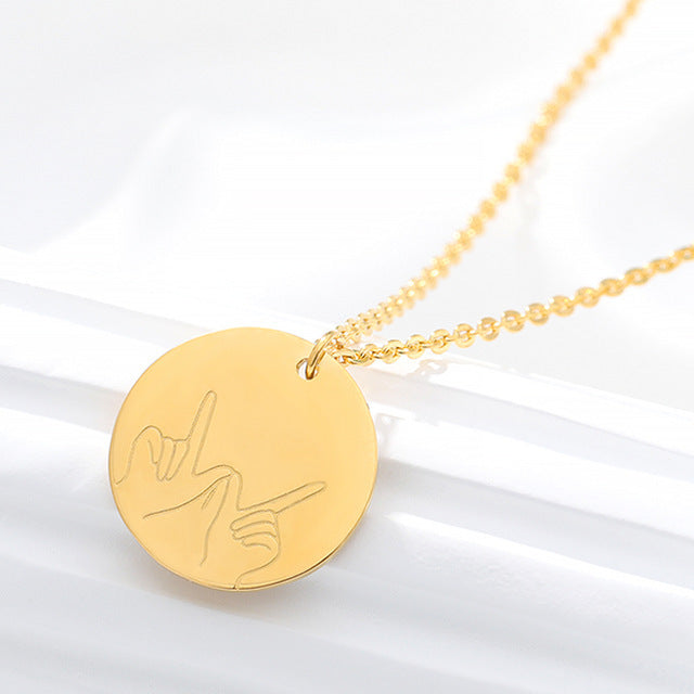 Hip-hop Gesture Disc Necklace