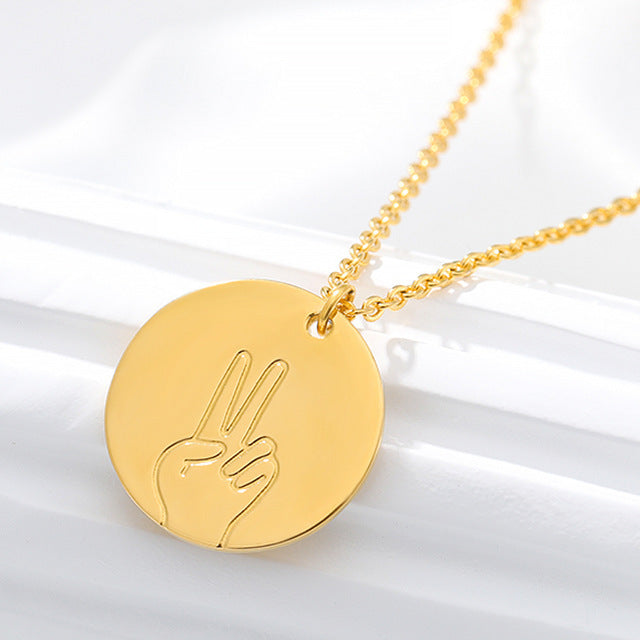 Hip-hop Gesture Disc Necklace