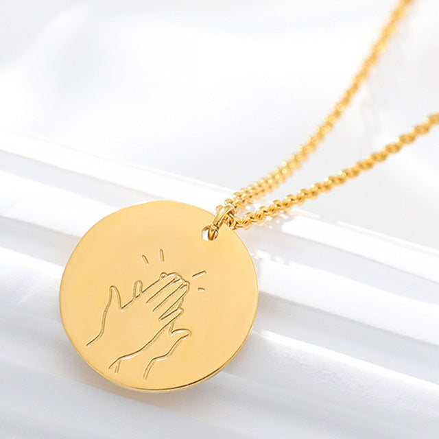 Hip-hop Gesture Disc Necklace