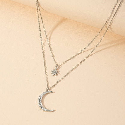 New Fashion Double-layer Star Moon Necklace