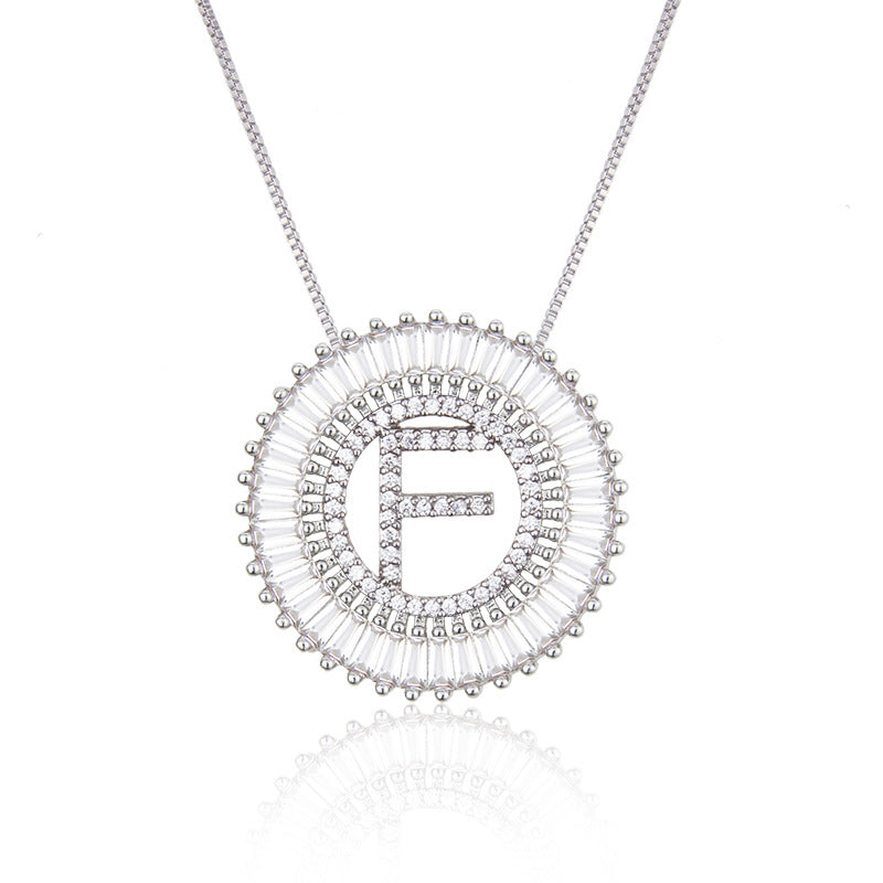 Platinum 26 English Alphabet Inlaid Zirconium Necklace