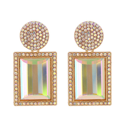 Geometric Diamond Alloy Acrylic Earrings Ear Studs