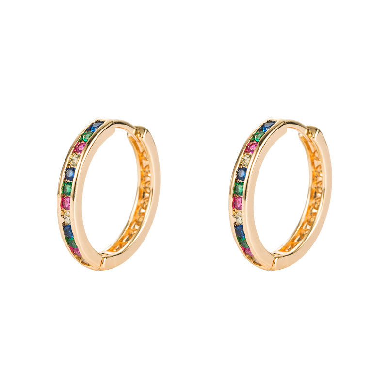 Diamond Colorful Small Circle Earrings