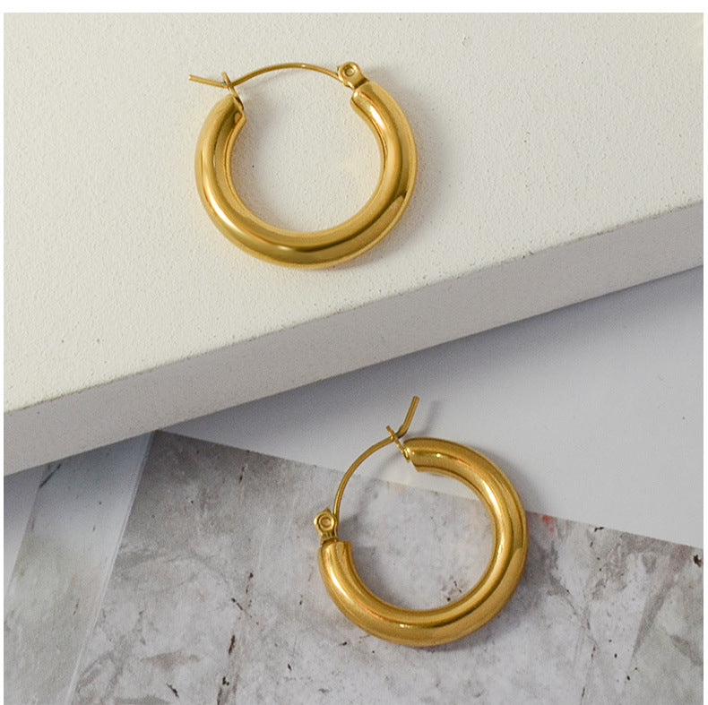 Fashion  Small Circle Titanium Steel Earrings