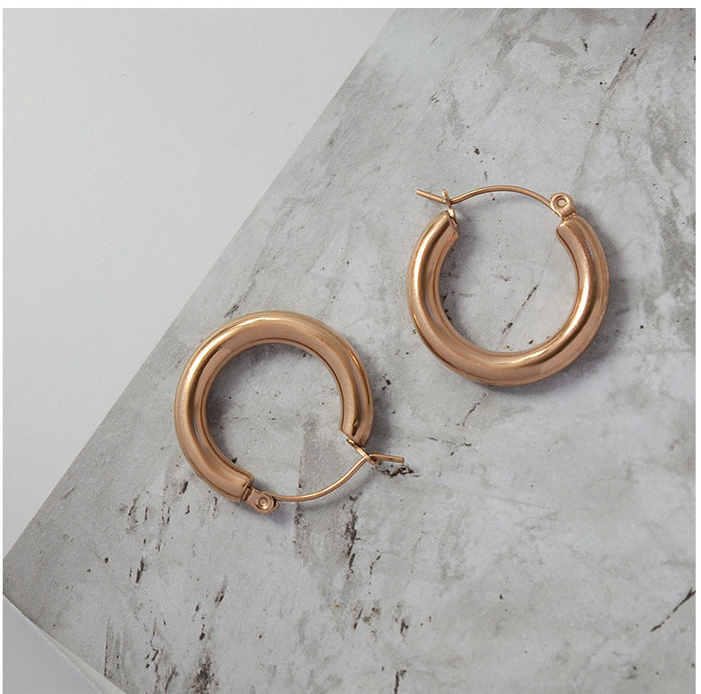 Fashion  Small Circle Titanium Steel Earrings