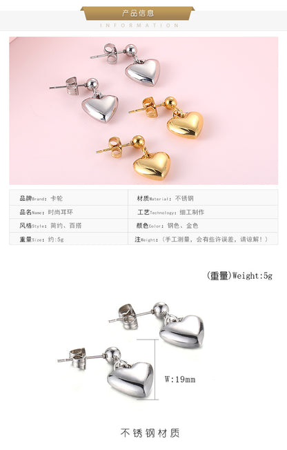 Fashion Heart-shaped Stainless Steel Earrings Wholesale Gooddiy