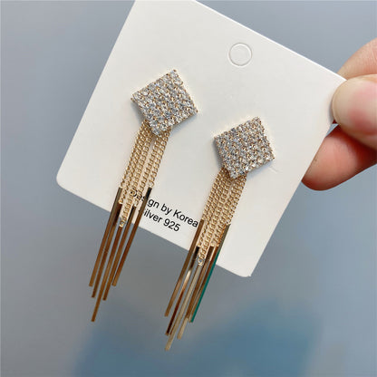 Full Diamond Tassel Earrings