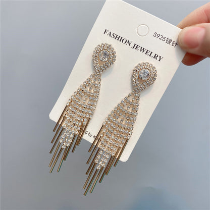 Full Diamond Tassel Earrings