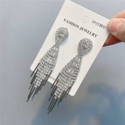 Full Diamond Tassel Earrings