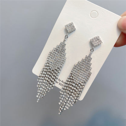 Full Diamond Tassel Earrings