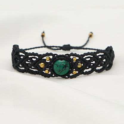 Ethnic Style Handmade Stone Beaded Macrame Bracelet