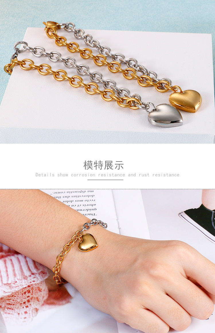 From  European And American Fashion Titanium Steel Women's Gold Love Bracelet Wholesale Can Carve Writing Factory Wholesale