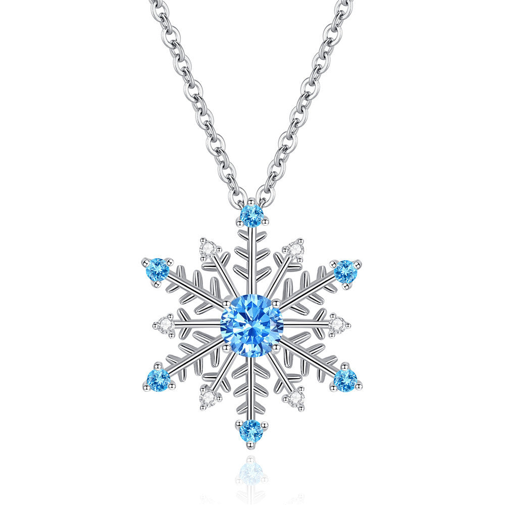 Simple Style Snowflake Copper Inlay Zircon Pendant Necklace