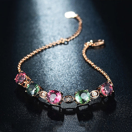 Fashion Square Copper Inlay Artificial Gemstones Bracelets