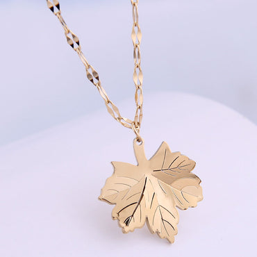 Korean Fashion Maple Leaf Titanium Steel Necklace