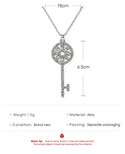 Fashion Key Alloy Diamond Women's Necklace