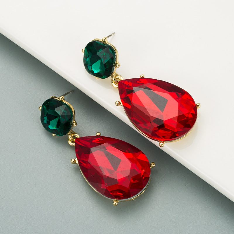 Alloy Drop-shaped Glass Earrings