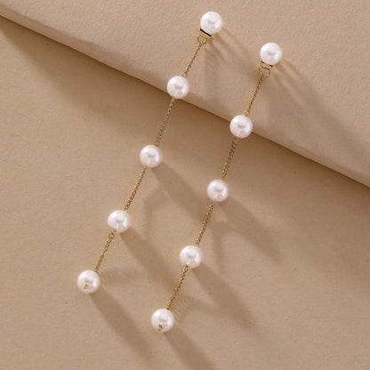 Long Pearl Tassel Earrings