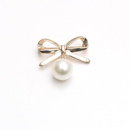 Fashion Simple Pearl Bow Brooch