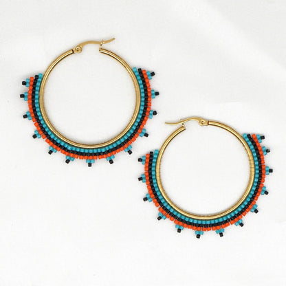 Bohemian Hoop Beaded Handmade Earrings