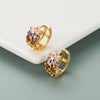 Copper Micro-inlaid Color Double-row Zircon Earrings