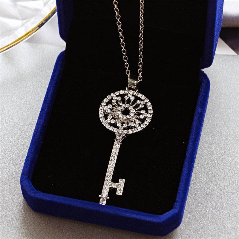 Fashion Key Alloy Diamond Women's Necklace