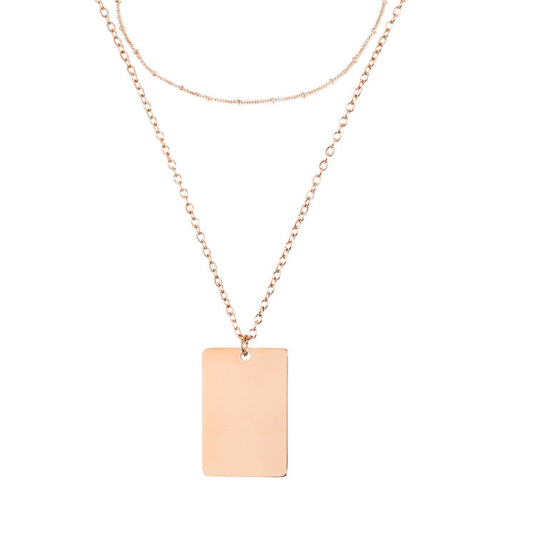 Simple Style Rectangle Stainless Steel Plating Layered Necklaces