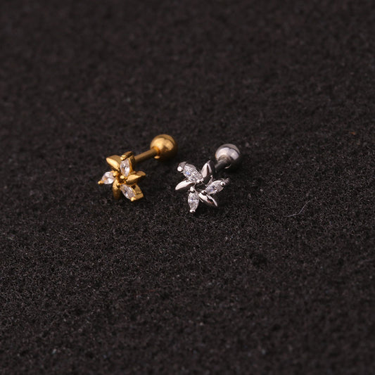 Hot Selling Creative Stainless Steel Ear Studs Inlaid Zircon Ear Bone Studs