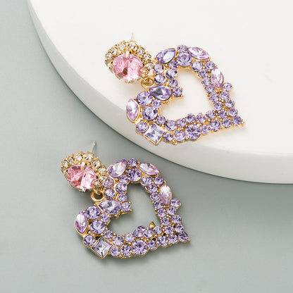 Fashion Heart-shape Full Diamond Earrings Wholesale