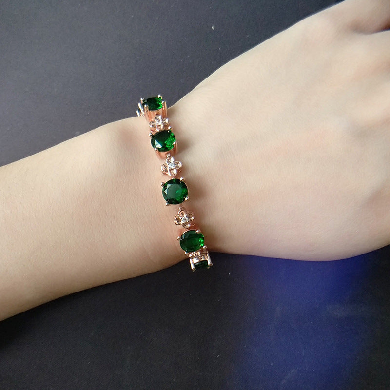 Lucky Clover Bracelet Emerald Gemstone Ring Four Claw Earrings Green Tourmaline Gemstone Pendant