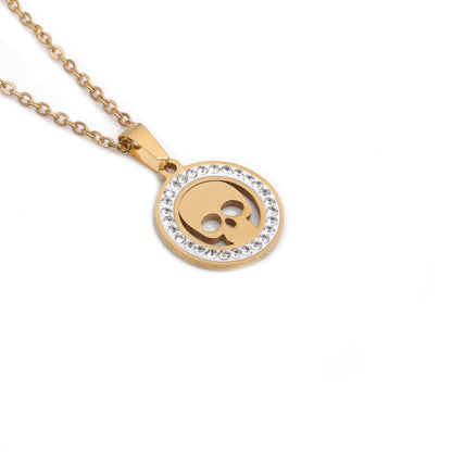 Ig Style Cross Heart Shape Skull Stainless Steel Plating Inlay Shell Zircon Pendant Necklace