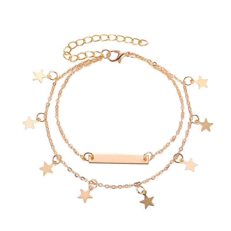 Simple Double-layer Five-pointed Star Anklet Wholesale