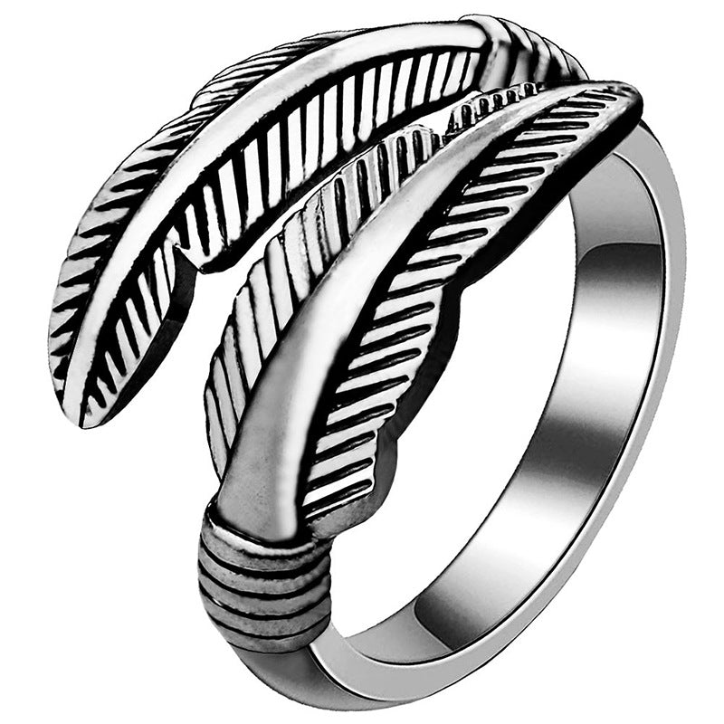 Simple Feather Adjustable Ring Wholesale