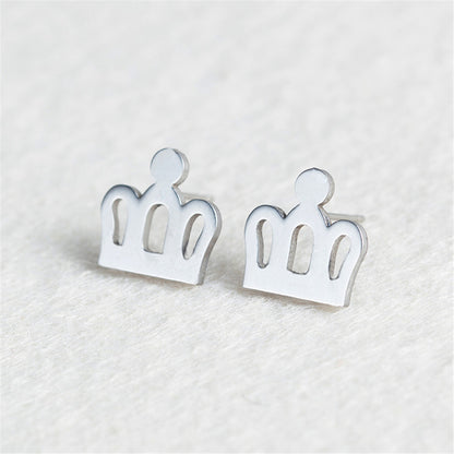 Simple Crown Stainless Steel Earrings
