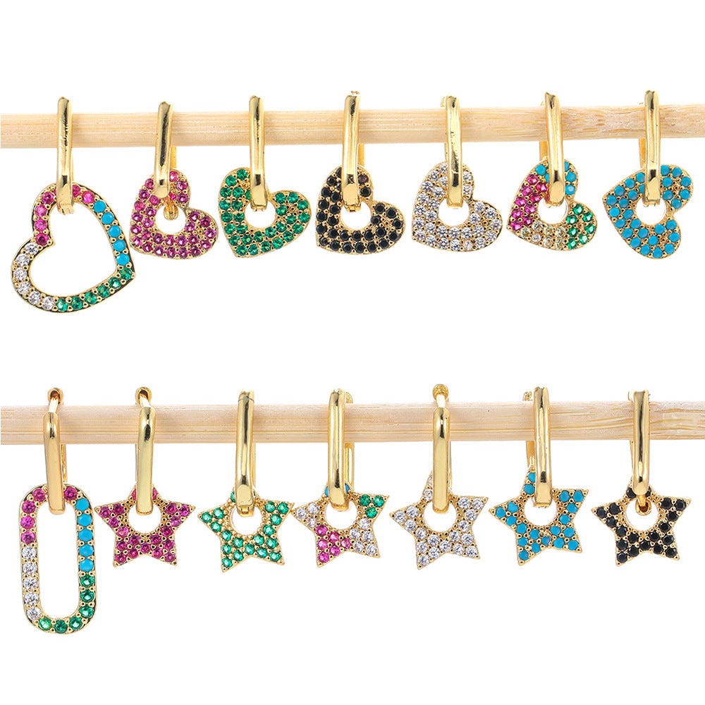 Fashion Five-pointed Star Square Lock Earrings