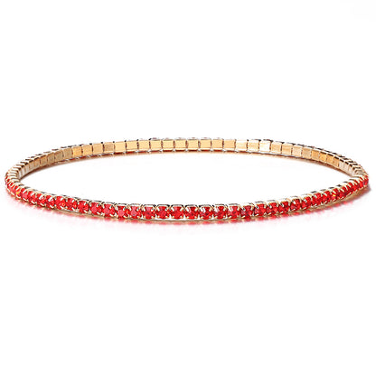 Simple Multicolor Rhinestone Elastic Bracelet