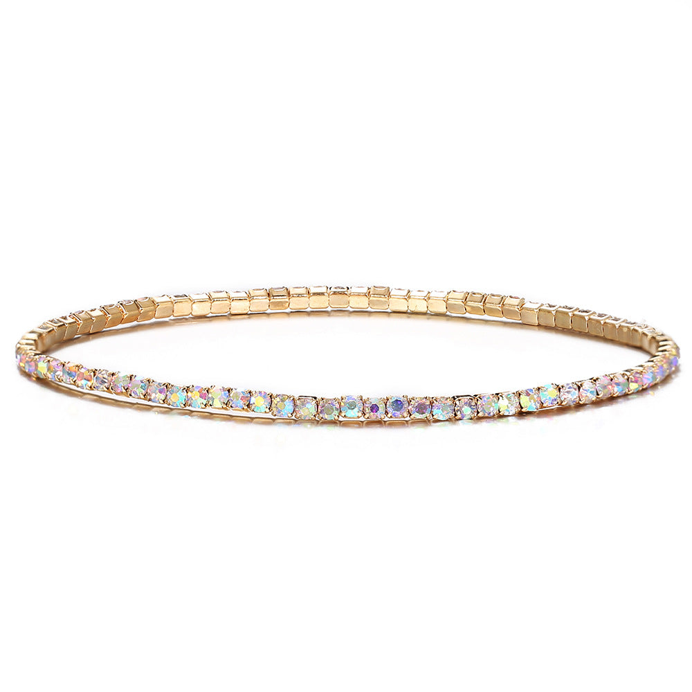 Simple Multicolor Rhinestone Elastic Bracelet