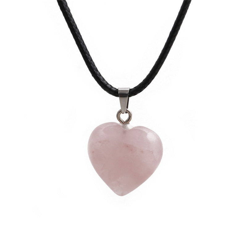 Fashion Pink Crystal Heart Pendant Necklace