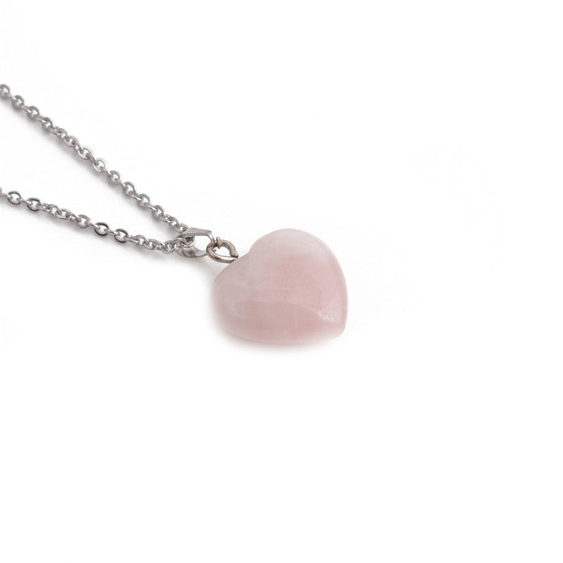 Fashion Pink Crystal Heart Pendant Necklace