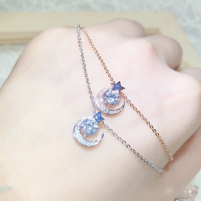 Simple Style Star Moon Copper Zircon Pendant Necklace In Bulk