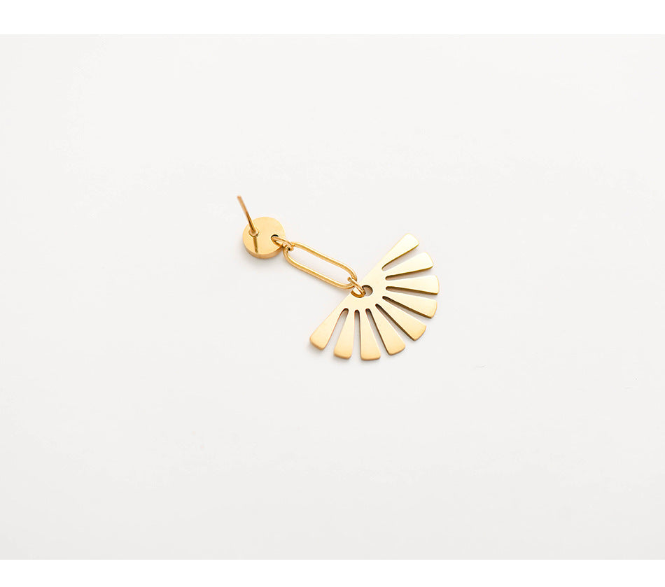 Simple Geometric Creative Stainless Steel Fan-shaped Earrings