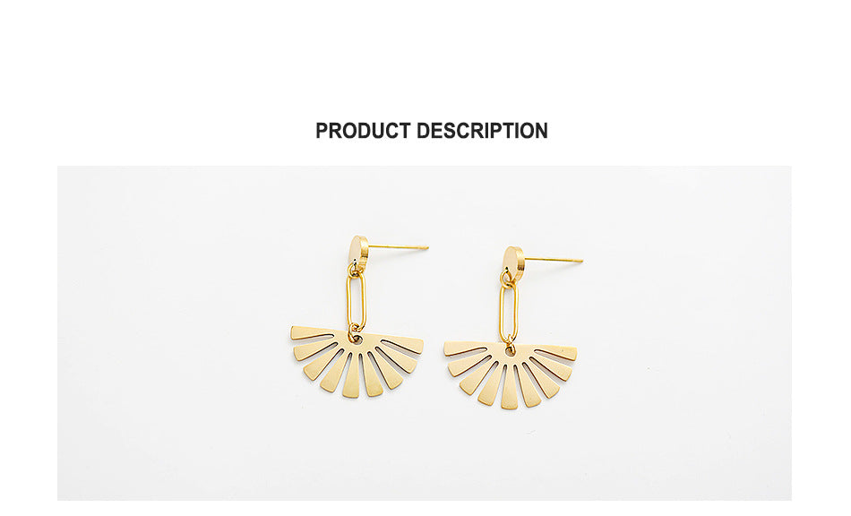 Simple Geometric Creative Stainless Steel Fan-shaped Earrings