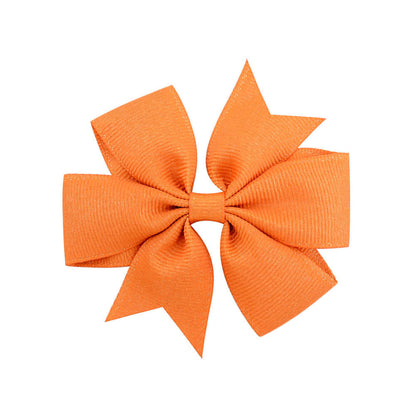 Korean Cute Style Ribbon Glitter Bow Solid Color Hair Clip Set