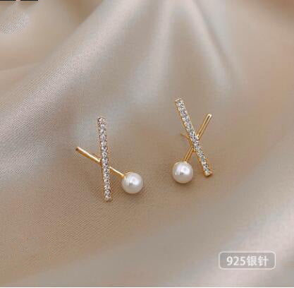 Simple Heart Pearl Butterfly Geometric Rhinestone Earrings